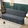 Stretch Futon Sofa Bed Cover Jacquard All-inclusive Armless Futon Cover with Skirt Ruffled Sofa Cover Furniture Protector 1PC 5
