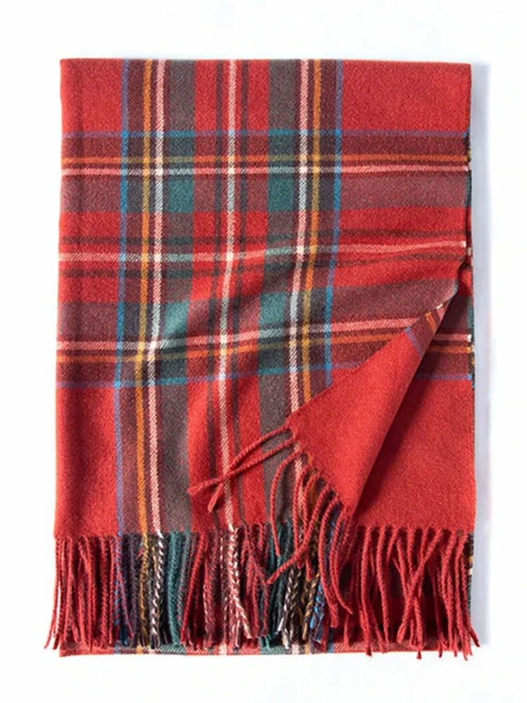 Britischer Kaschmir-karierter Schal für Damen, Vintage-Stil, Schal, Schals, Herbst-Winter, Quaste, Foulard, Bufanda, Weihnachtsschal, Geschenk – Detail 5