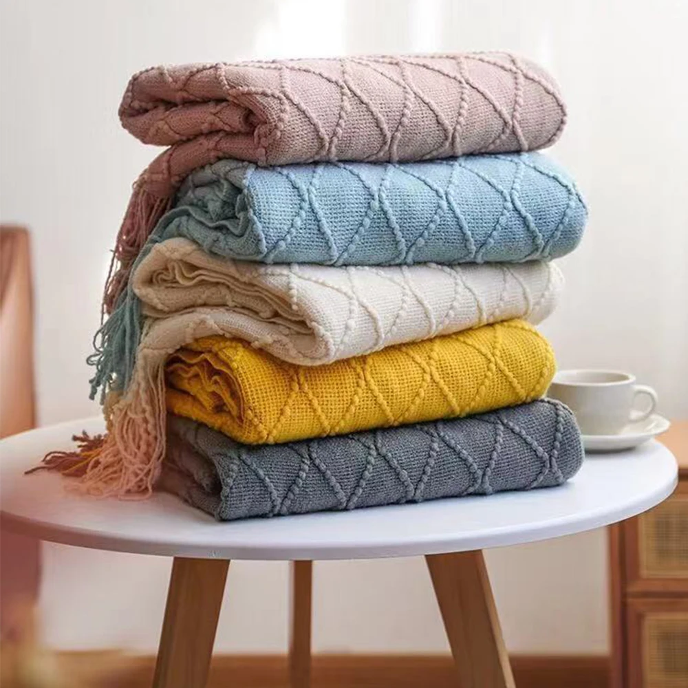 Home Textile Finished Blanket Knitted Air Conditioning Blanket With