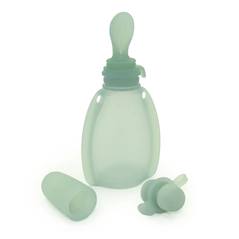 Newborn Silicone Yummy Pouch Squeeze Spoon baby food storage containers food pouch Top Refillable Baby Food Container BPA Free Portable Juice Milk Storage Bags