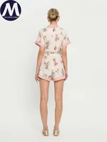 Women's Summer Jumpsuit 2025 New Printed Half Sleeve Lapel Shirt Jumpsuit Fashionable Casual Loose Belt Women Jumpsuit Shorts - Image 5