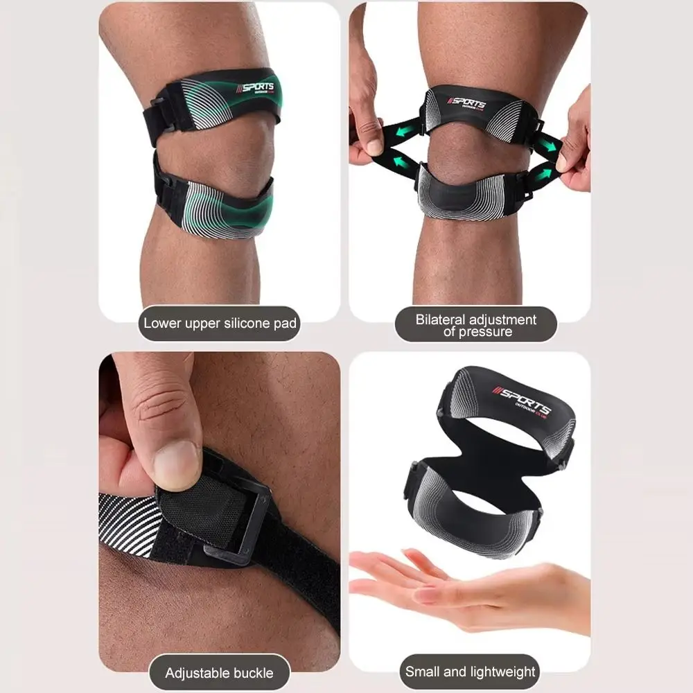 Verstellbare Kniebandage mit doppelten Silikonpolstern und Sehnenstützgurt – professionell und komfortabel_voghion.com