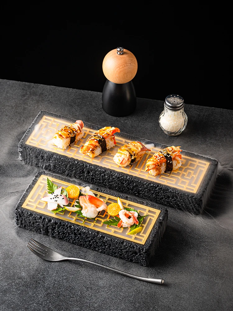 Japanese Sashimi Tableware Rectangular Dinner Plate Cooking Dry Ice Tableware Home Sushi Dessert Plate Dish Kitchen Utensils