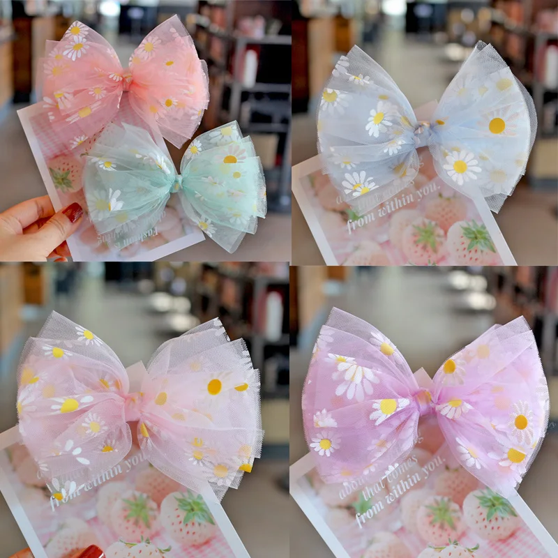 

10 шт./компл. корейские Цветочные сетчатые банты для волос заколки для волос маргаритки аксессуары для волос заколки для волос ручной работы заколки для волос