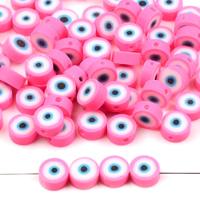 6/8/10mm Flat Round Shape Beads Colorful Evil Eye Lampwork Glazed