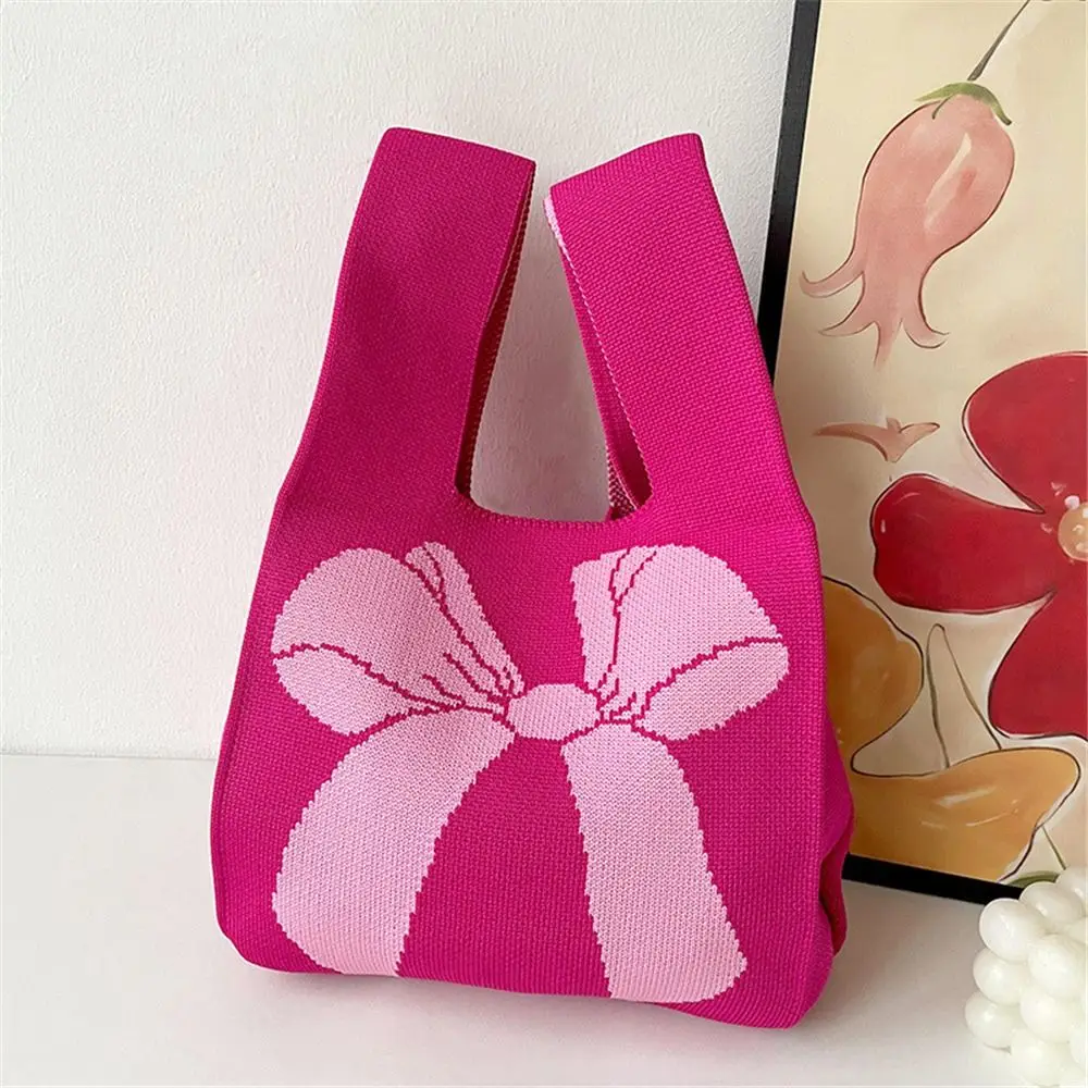 Heißer Verkauf handgemachte Strick handtasche wieder verwendbare lässige Fliege Knoten Handgelenk Tasche Mode Shopping Handtasche 20*36cm für Frauen Mädchen – Detail 13