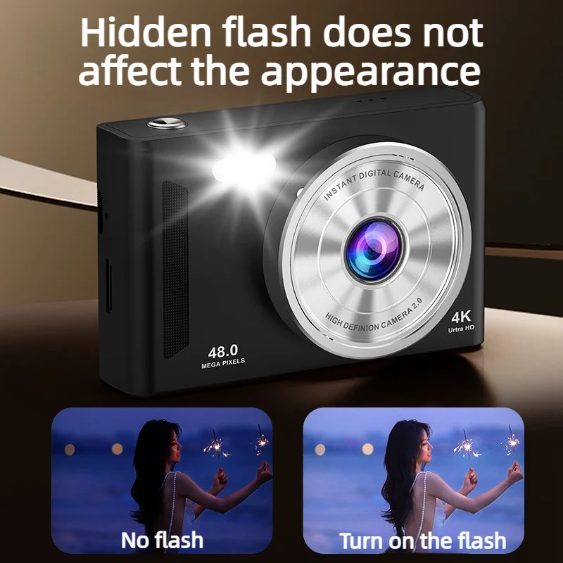 Nouvel appareil photo numérique portable 2026 : mise au point automatique, double caméra, flash, mode selfie, capteur CCD._voghion.com