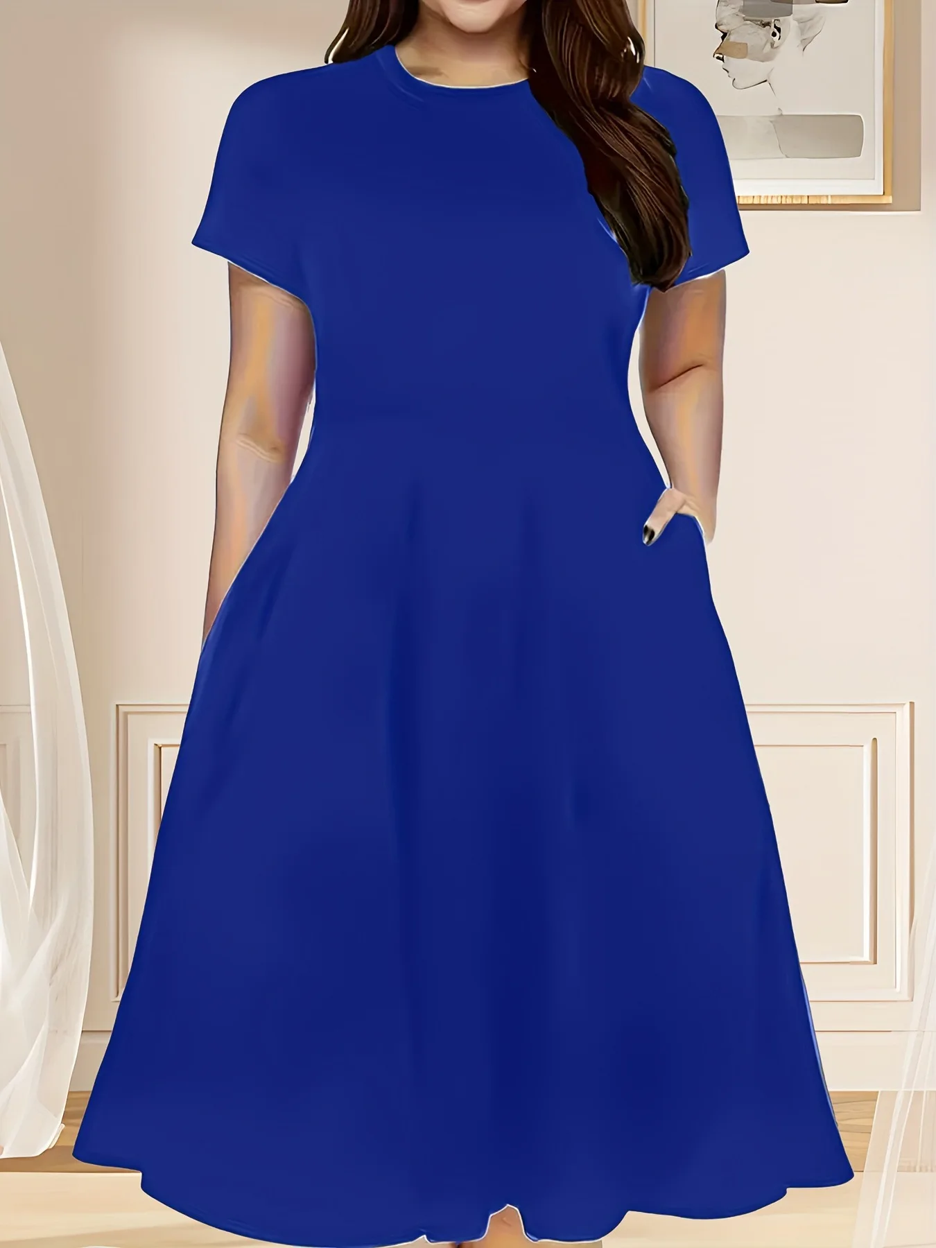 European and American Summer New Women's Casual Fashion Solid Color Dress 3