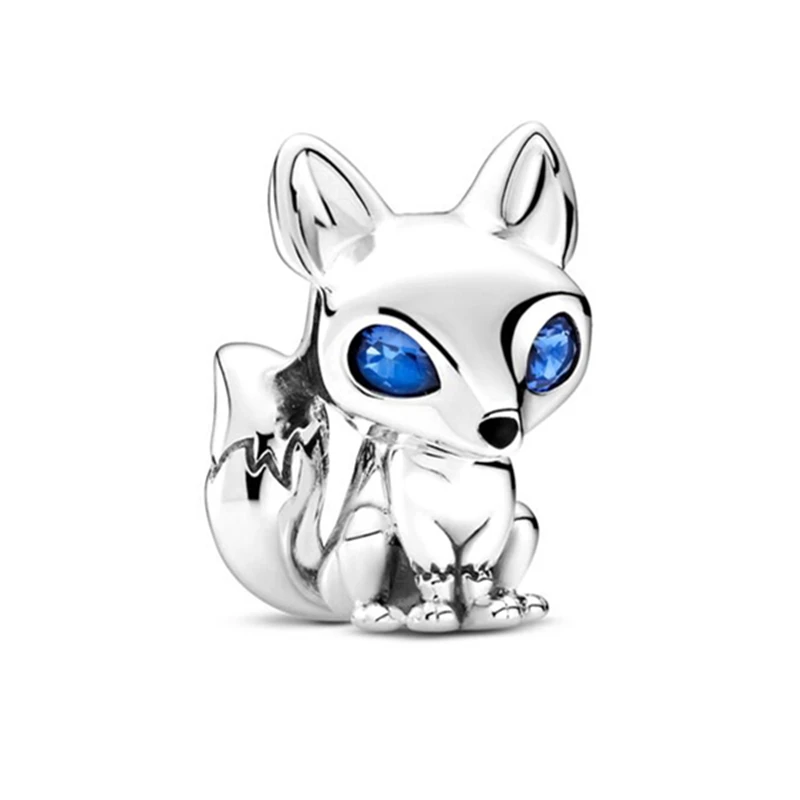 Blue eye Fox Owl Blue Gecko Highland Cow Elephant Charm Beads Fit Original European 925 Silver Bracelet DIY Women Jewelry Gifts 2