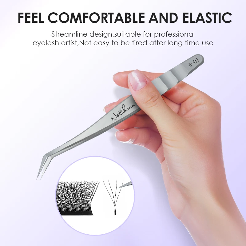 NATUHANA Eyelash Extension Tweezers Stainless Steel High Precision Stainless Steel Superhard Anti-Static Tweezers Makeup Tools 4