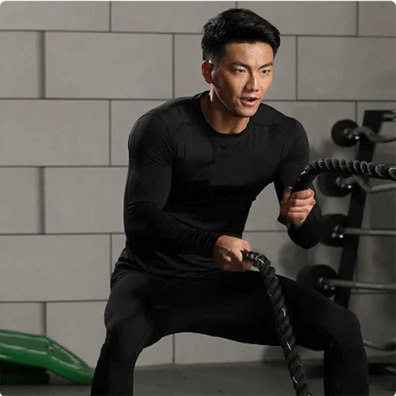 Fitness Clothing Men's Long Sleeve Running Basketball Training Basecoat T-shirt Tight Fit High Elastic Fast Dry Compression yoga