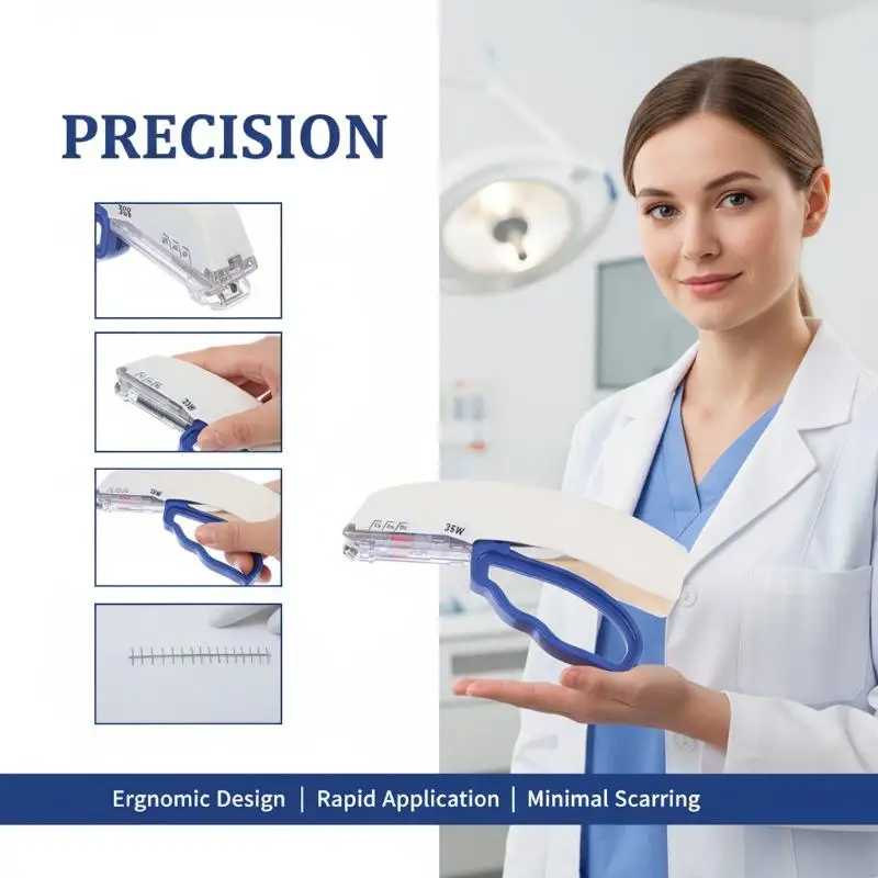 Skin Stapler for Surgery Includes Staple Remover & Needle Clipper Wound Closure Device for Suturing and Staple - 5