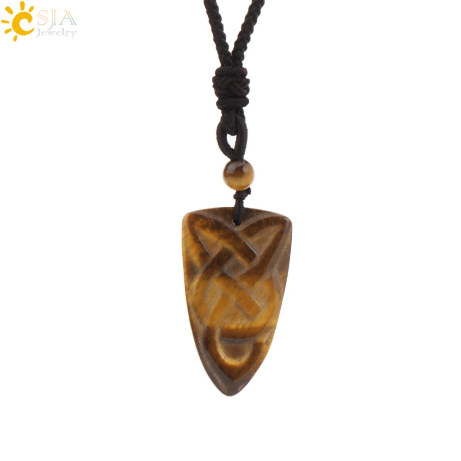 Collier Choker En Agate Oeil De Tigre Sculpté Ange - Pierre Naturelle, Fait Main