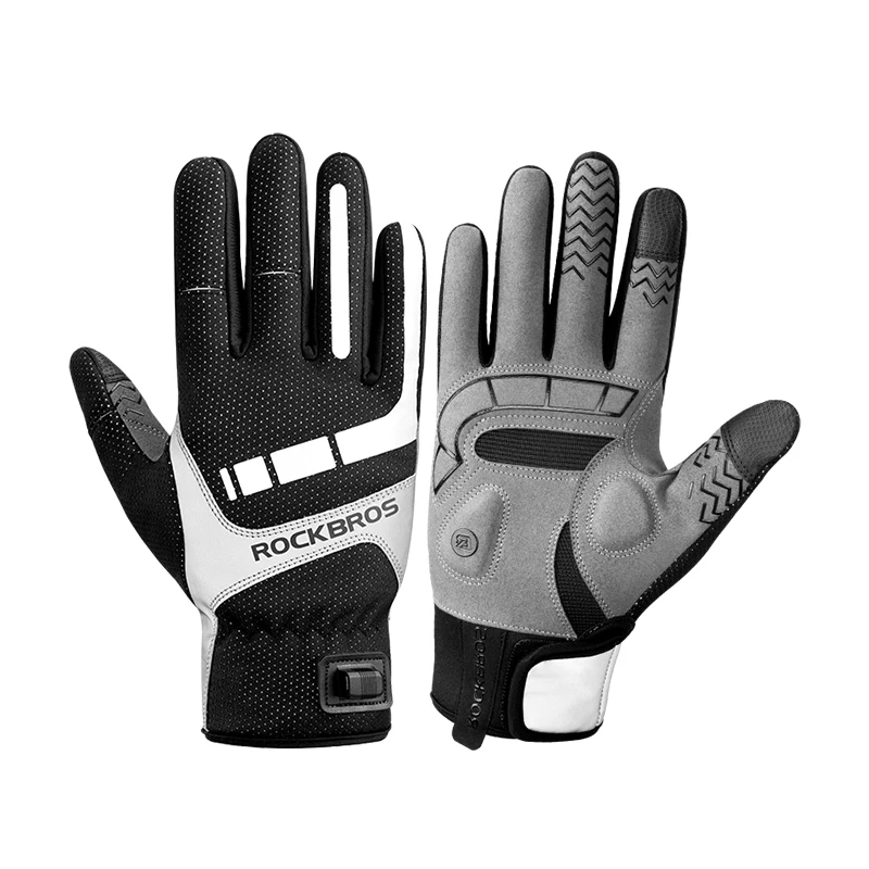 ROCKBROS Winter Cycling Gloves Windproof Breathable Warm Heating Gloves Touch Screen USB Heated Gloves Men Women Bicycle Gloves 5