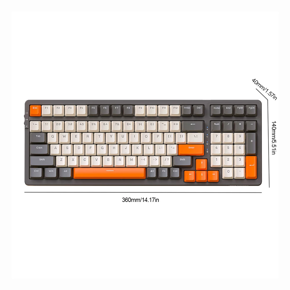 K8 무선 기계식 키보드, 3 가지 모드, 핫 스왑 가능 기계식 키보드, BT, 2.4Ghz, C타입, E스포츠 게임 사무실용 유선