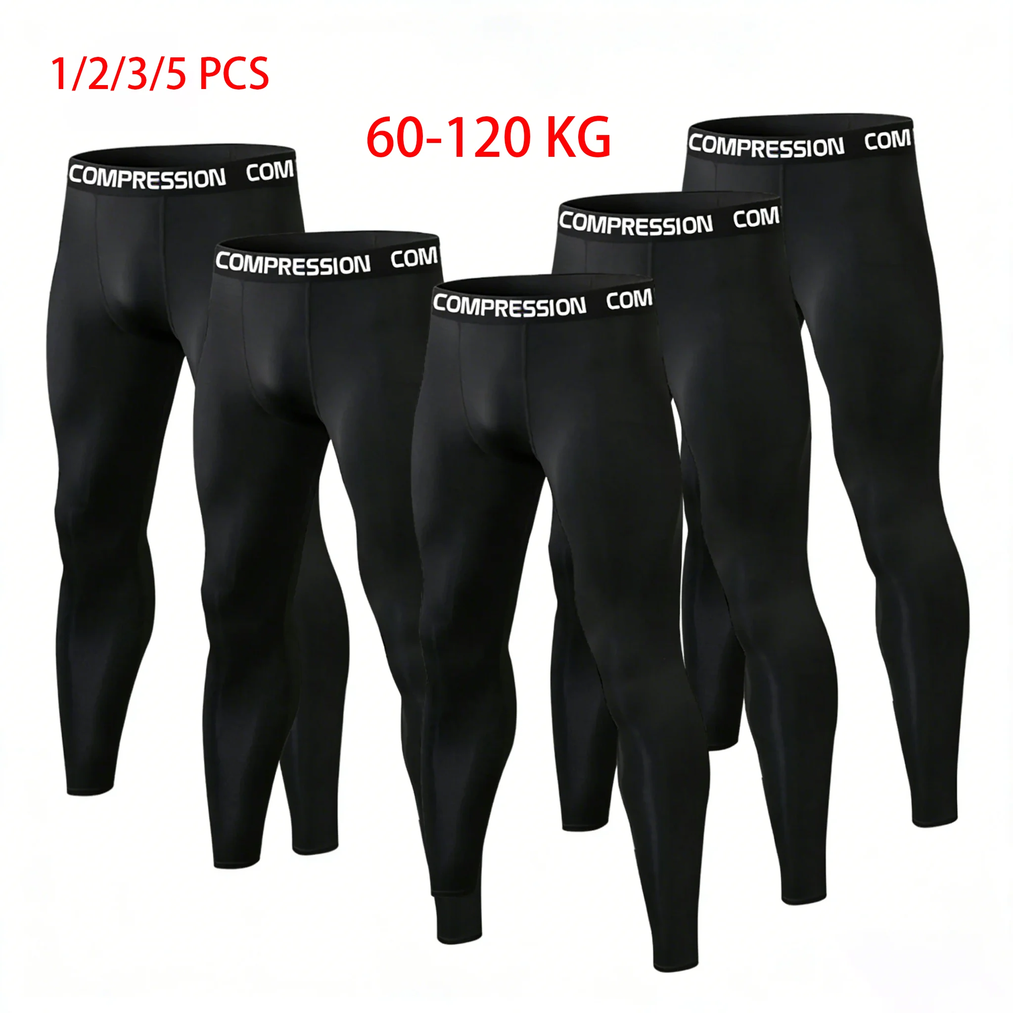 1/2/3/5 Piece Tights Sport Men Compression Running Leggings Quick Dry Gym Workout Sportwear Bottoms 1