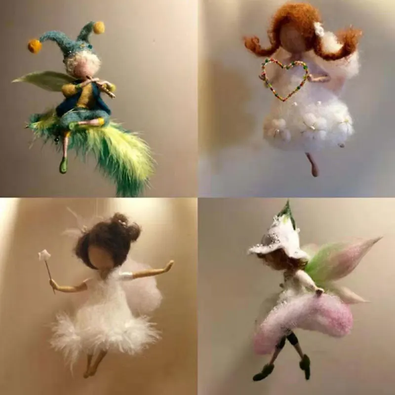 1Set Little Fairy DIY Wool Needle Felting Material Package Wool Felt Craft Poke Set Handcraft Kit For Needle Felting Kids Gift needle felting kit wool felting kit