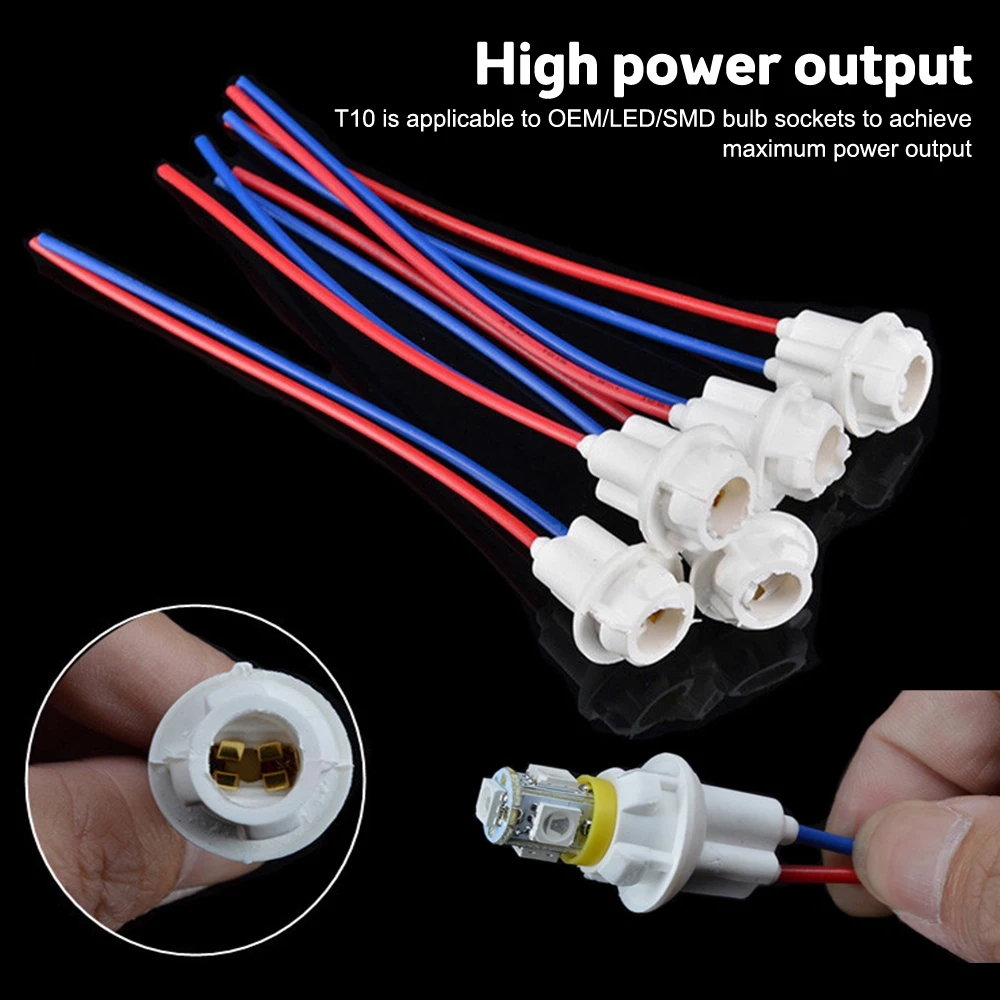 

Hot Sale 10Pcs T10 Car Light Bulb Socket Holder Fit for Cars Trucks Boats Soft Rubber Connector Extension Accessories