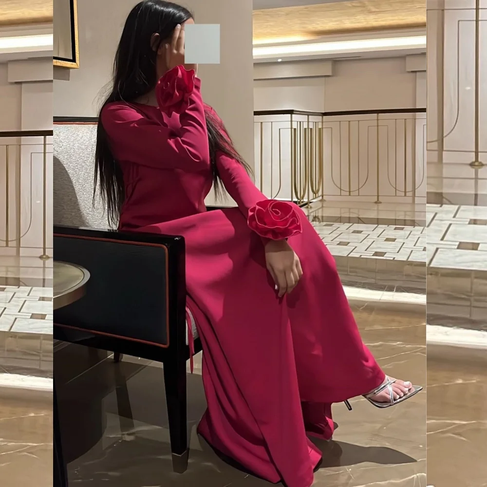 

Jiayigong Prom Chiffon Flower Valentine's Day Straight Scoop Neck Bespoke Occasion Gown Midi Dresses