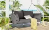 Gray Wicker Hanging Swing Chair with Cushion for 2-Person 2