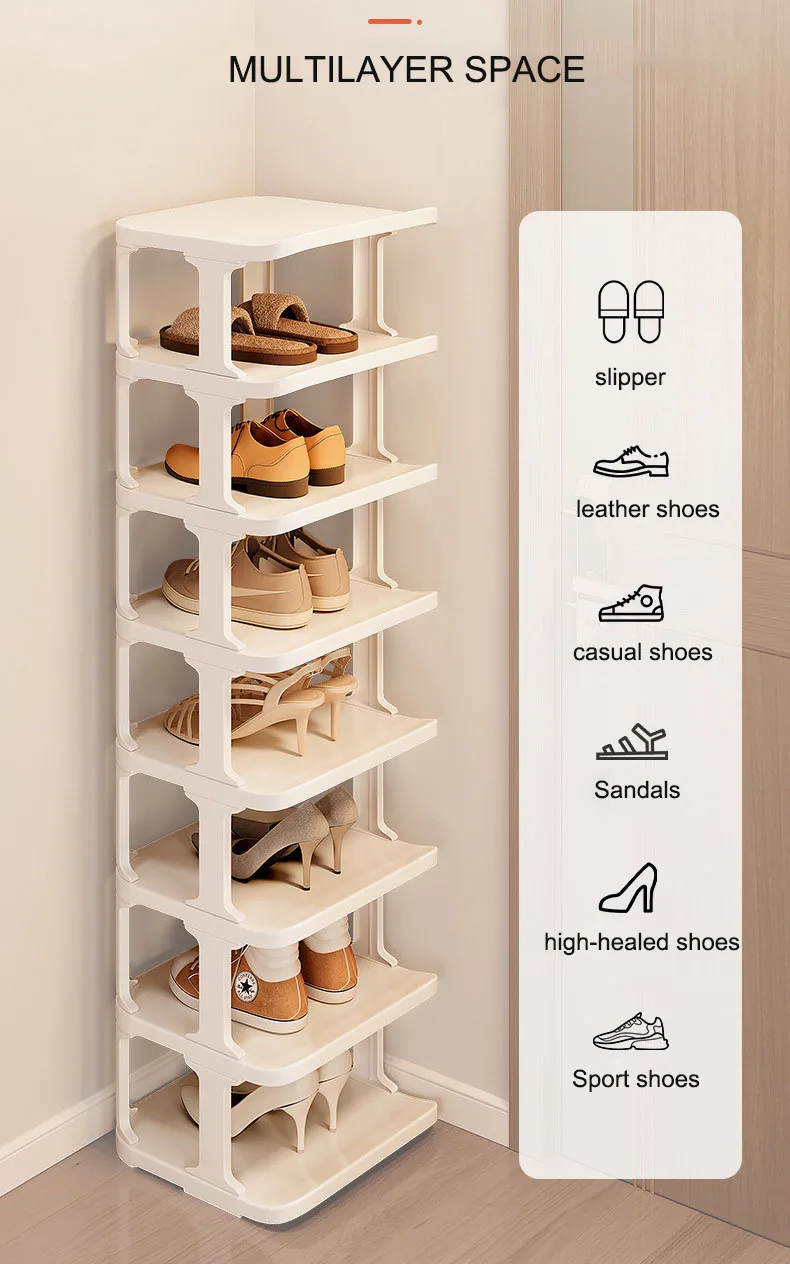 Large Space-saving Shoe Rack - Ecru