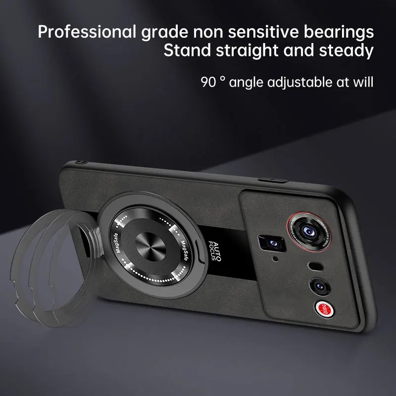 360° Rotating Magnetic Holder Sheepskin Leather Case