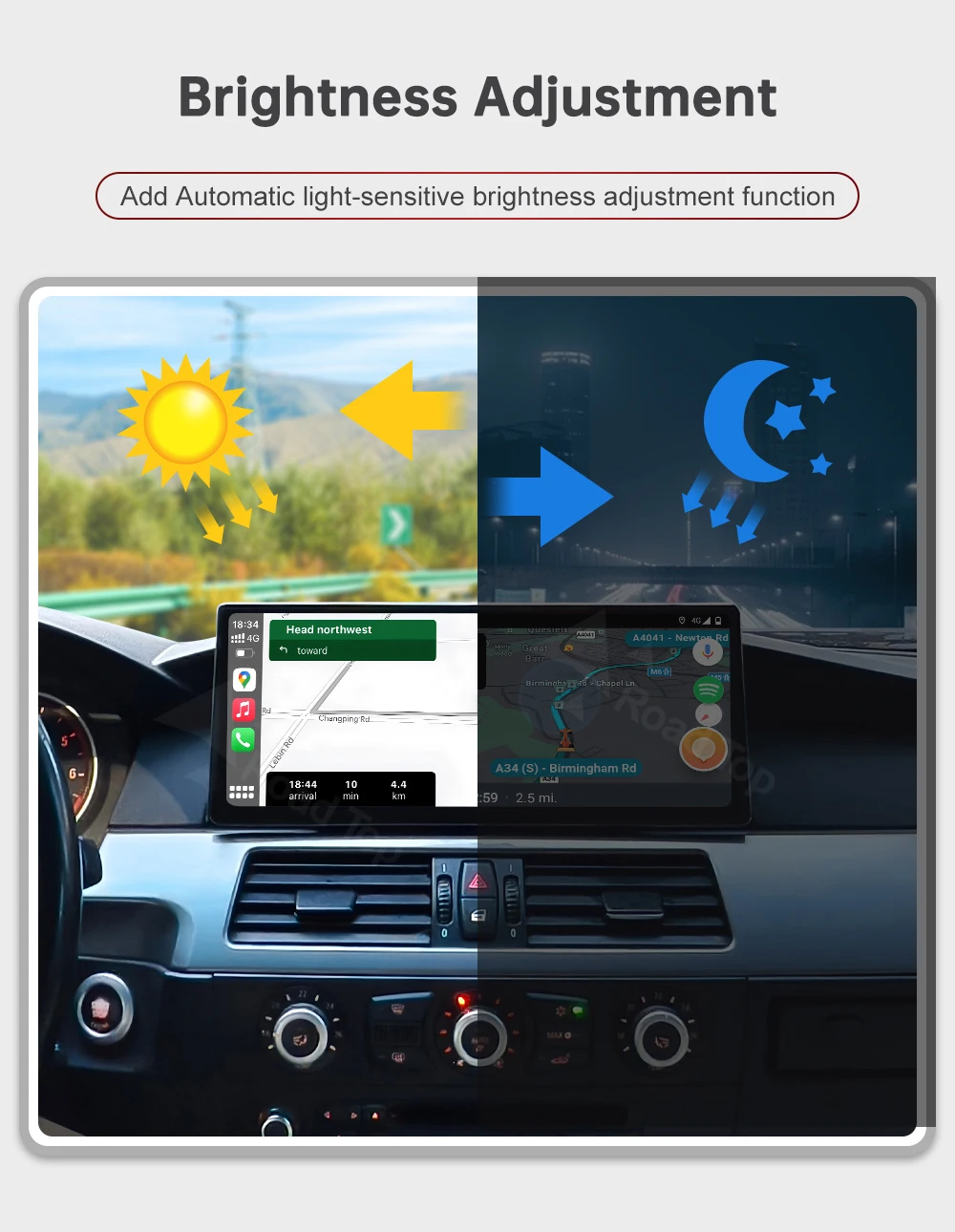 RoadTop DE Lagerbestand 12,3'' Kabelloses CarPlay Linux Ultra-dünner Bildschirm für BMW Serie 3 5 E60 E61 E90 E91 E92 E93 CCC CIC Multimedia-Display Autoradio Touchscreen, Unterstützt Kabelloses CarPlay, Android Auto, Mirrorlink, Behält OEM-Funktionen bei – Detail 7