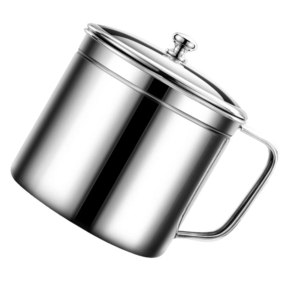 

Kitchen Fat Separator Stainless Steel Pot Bacon Grease Container Household