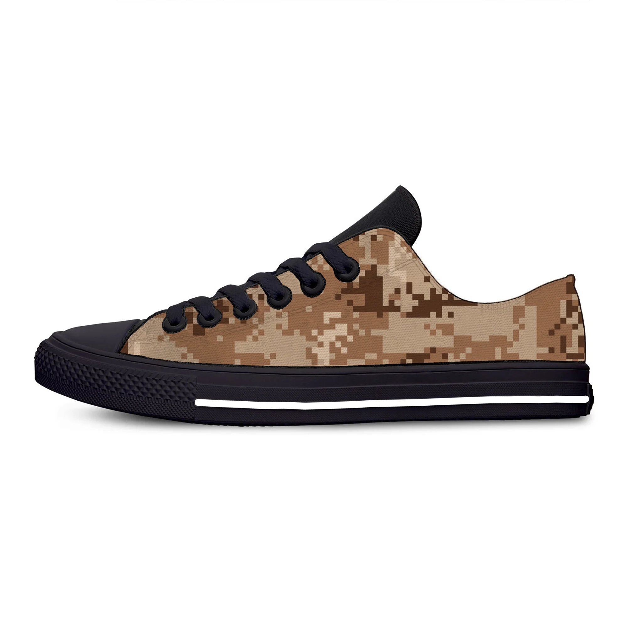 Digital Desert Camouflage Pattern Cool Fashion Casual Cloth Shoes Low Top Lightweight Breathable 3D Print Men Women Sneakers