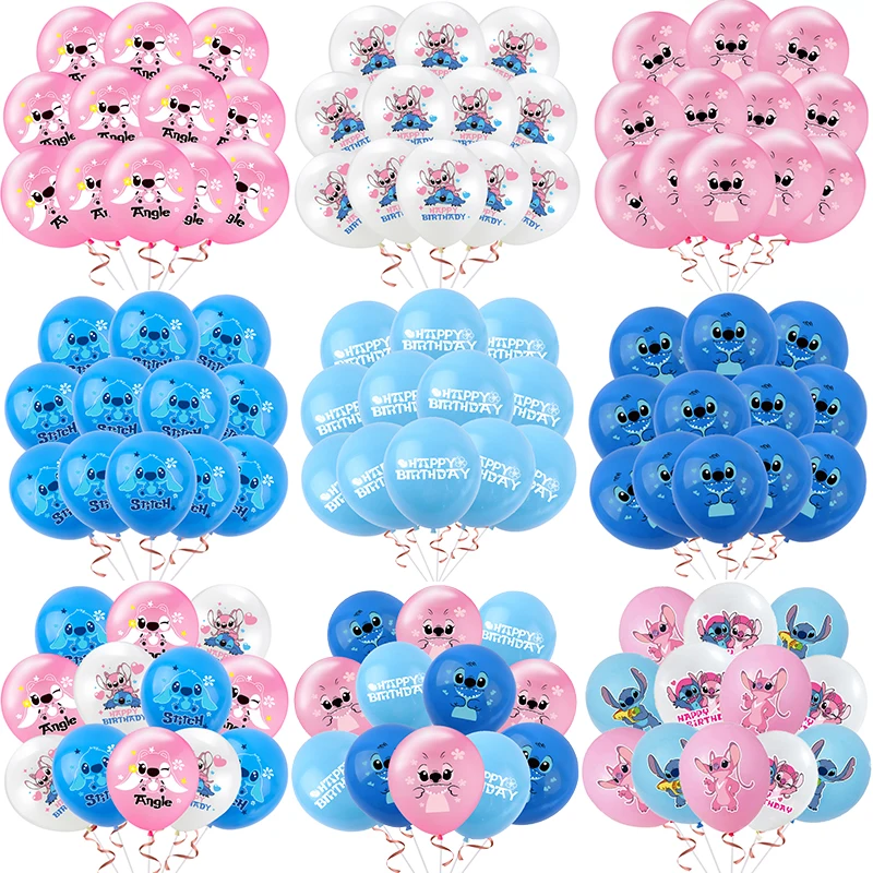 12Inch Disney Lilo and Stitch Latex Balloon Set Angle Globlos Boy Girl's Birthday Party Baby Shower Stitch Party Decorations