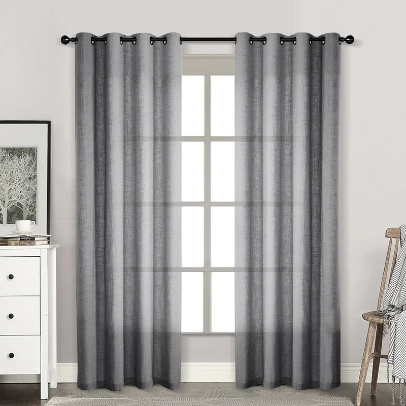 Custom Made Linen Semi-blackout Curtains For Kitchen Bedroom Solid Color Window Curtains for Living Room - Image 4