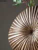 Resin Crafts Flower Arrangement Round Flower Vase Stripe Irregular Bumps Imitation Wood Texture Modern Home Decoration 4