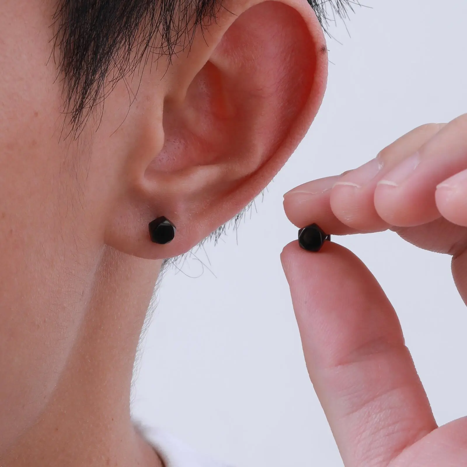 6 mm kleine süße Rauten-Schraubkugel-Ohrstecker für Damen/Herren, geometrische sechseckige Ohrknochen-Ohrstecker, einfacher Schmuck