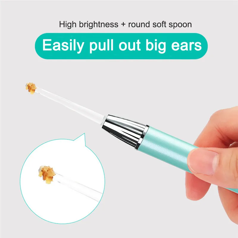 LED Baby Ear Wax Removal Cleaner Tool Flashlight Earpick Endoscope Penlight Cleaning Remover Light Visual Spoon with Magnifier 4