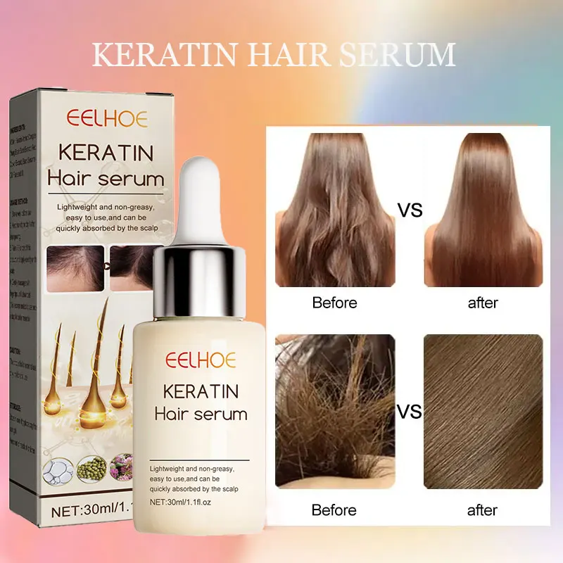 30ml Keratin Treatment Hair Serum Repair Damaged Restore Soft Hair Amino Complex Anti Hair Loss Refreshing Hair Care Essence