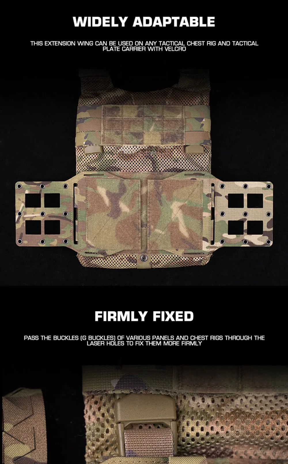 Description Picture 5 of item2PCS MOLLE Expansion Wing Tactical Vest Plate Carrier Expander Mounting Platform Knives Pouches Holder MK5 Chest Rig Accessories