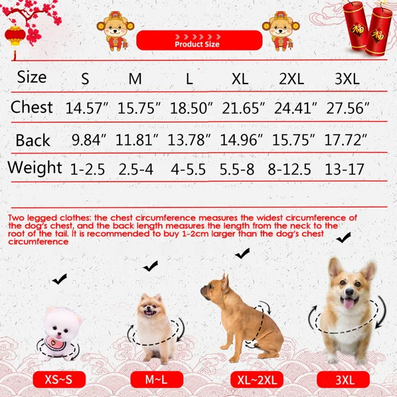 Chinese New Year Dog Costume Coat Outfit Winter Pet Clothes Tang Suit Yorkie Pomeranian Bichon Poodle Schnauzer Clothing images - 6