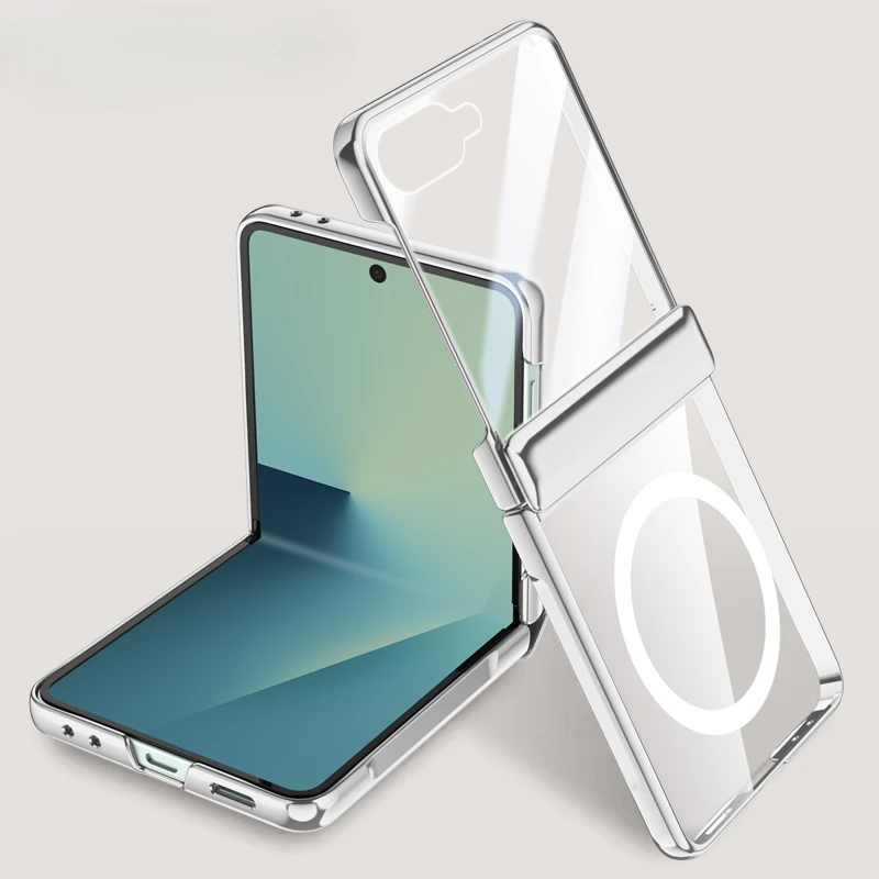 Transparent Acrylic Magnetic Case with Hinge Protection & Screen Protector Cover