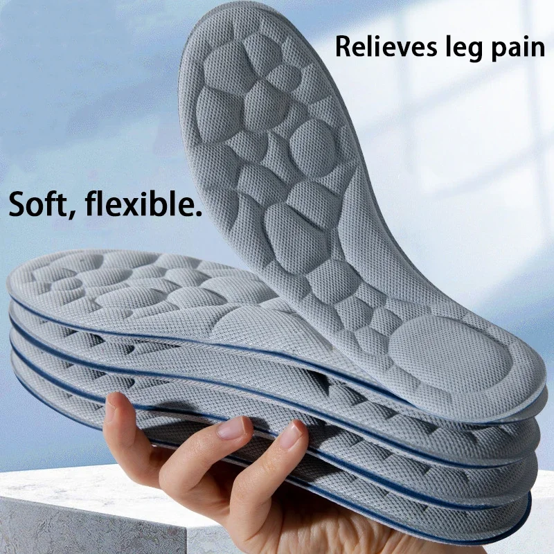 Men Outdoor Running Sports Insoles 5D Memory Foam Shock Absorption Shoe Sole Comfort 1/2Pair