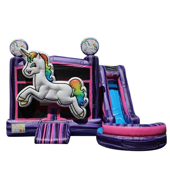 Commercial Inflatable unicorn Bounce House 5 IN1 slide combo jumping castle Inflatable Bouncer Combo For Party Business 3