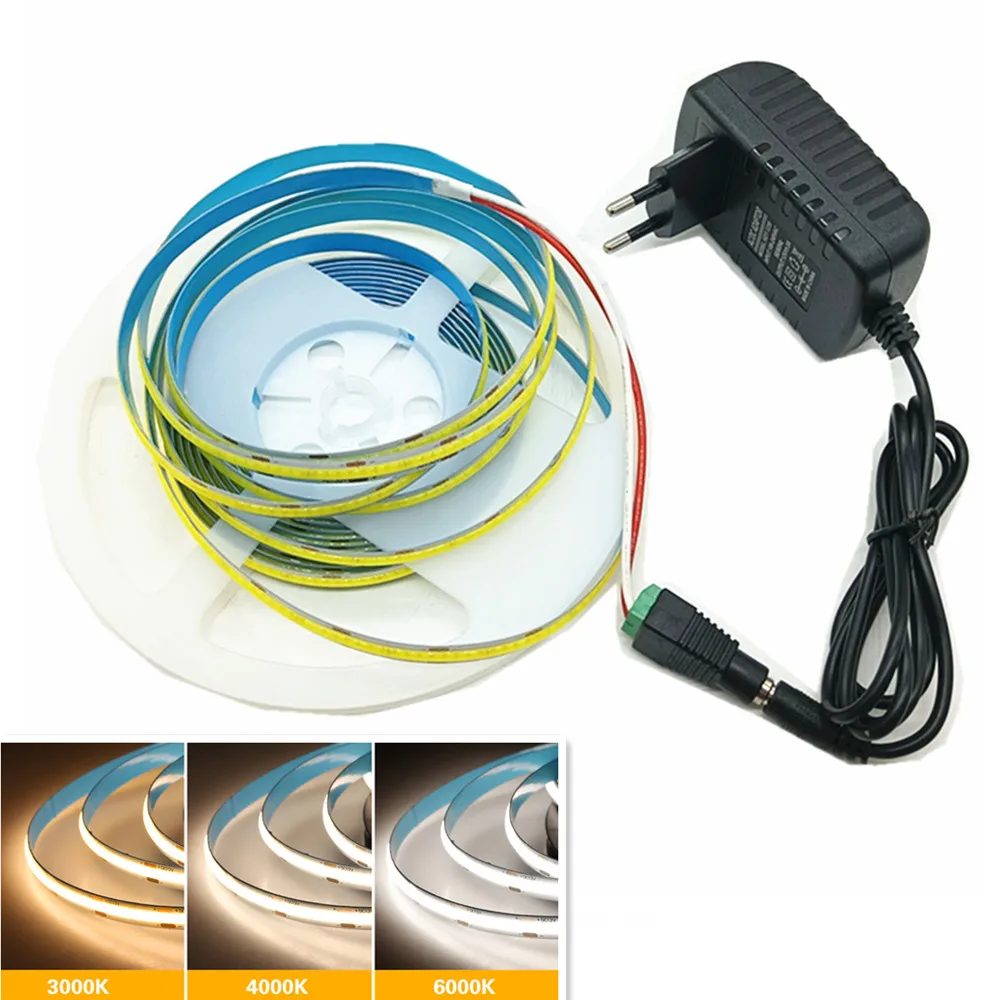 

COB Light Strip Self-Adhesive Ultra-Thin 12V Low Voltage LED Flexible Soft Ceiling Decoration Cabinet Super Bright Linear 384LED