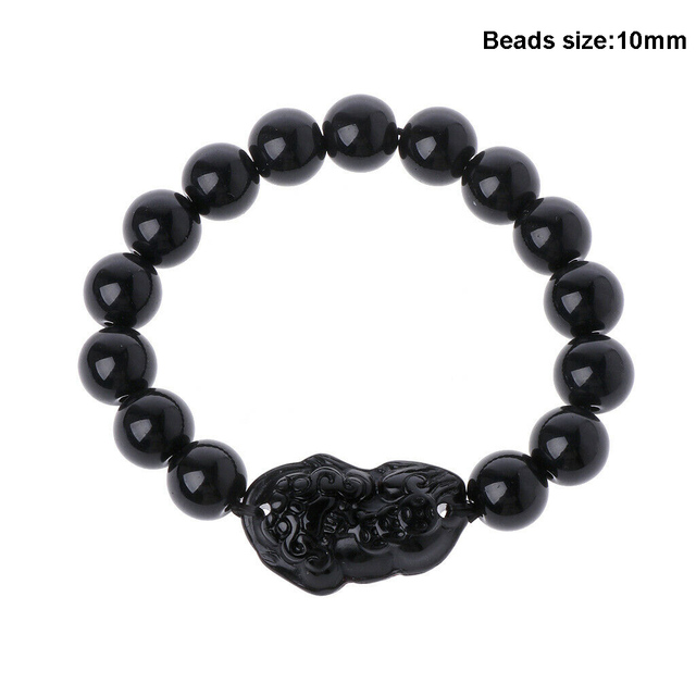Natural Stone Bracelet Men Women Chinese Feng Shui Pi Xiu Obsidian Wristband Gold Wealth and Good Luck  Women Bracelets