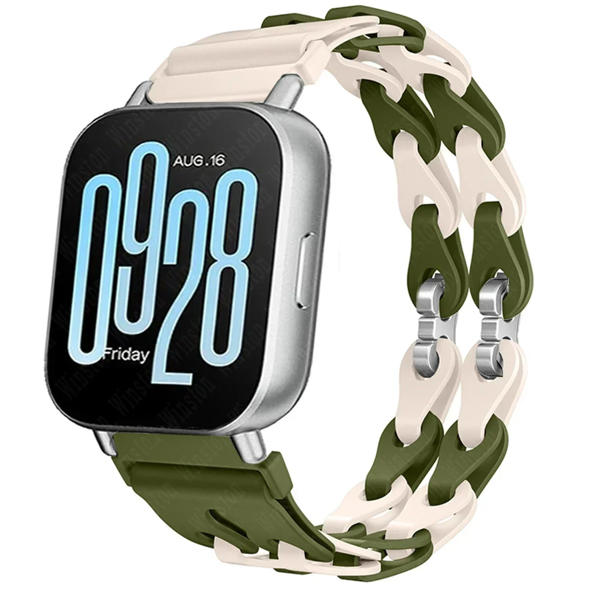 Stylish Chain Strap Silicone Band Bracelet for Smartwatch Replacement, 22mm Wristband