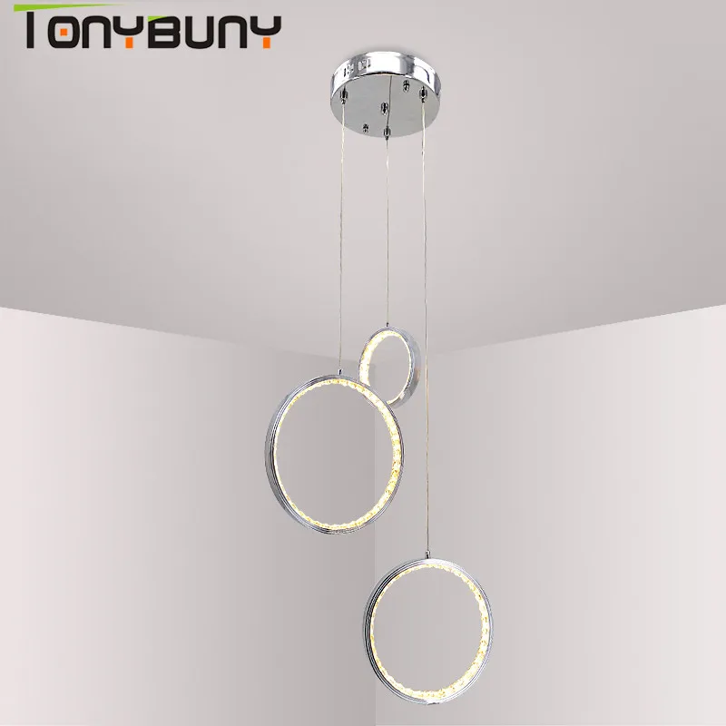 

Living room 3 Rings Modern new Pendant Lamp light LED Hall Crystal Chandelier Pendent Lights Kitchen indoor led lighting home