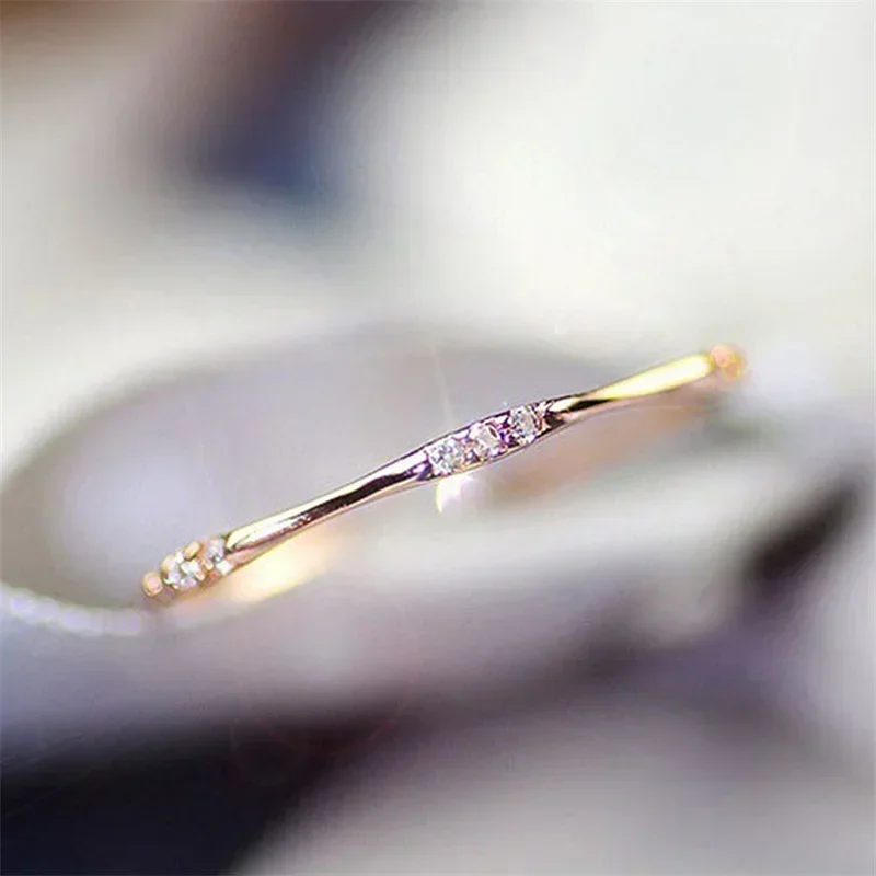 Wedding Rings Womens Cubic Zircon Ring Finger Jewelry Rings Minimalist Thin Band for Women Party Statement Jewelry