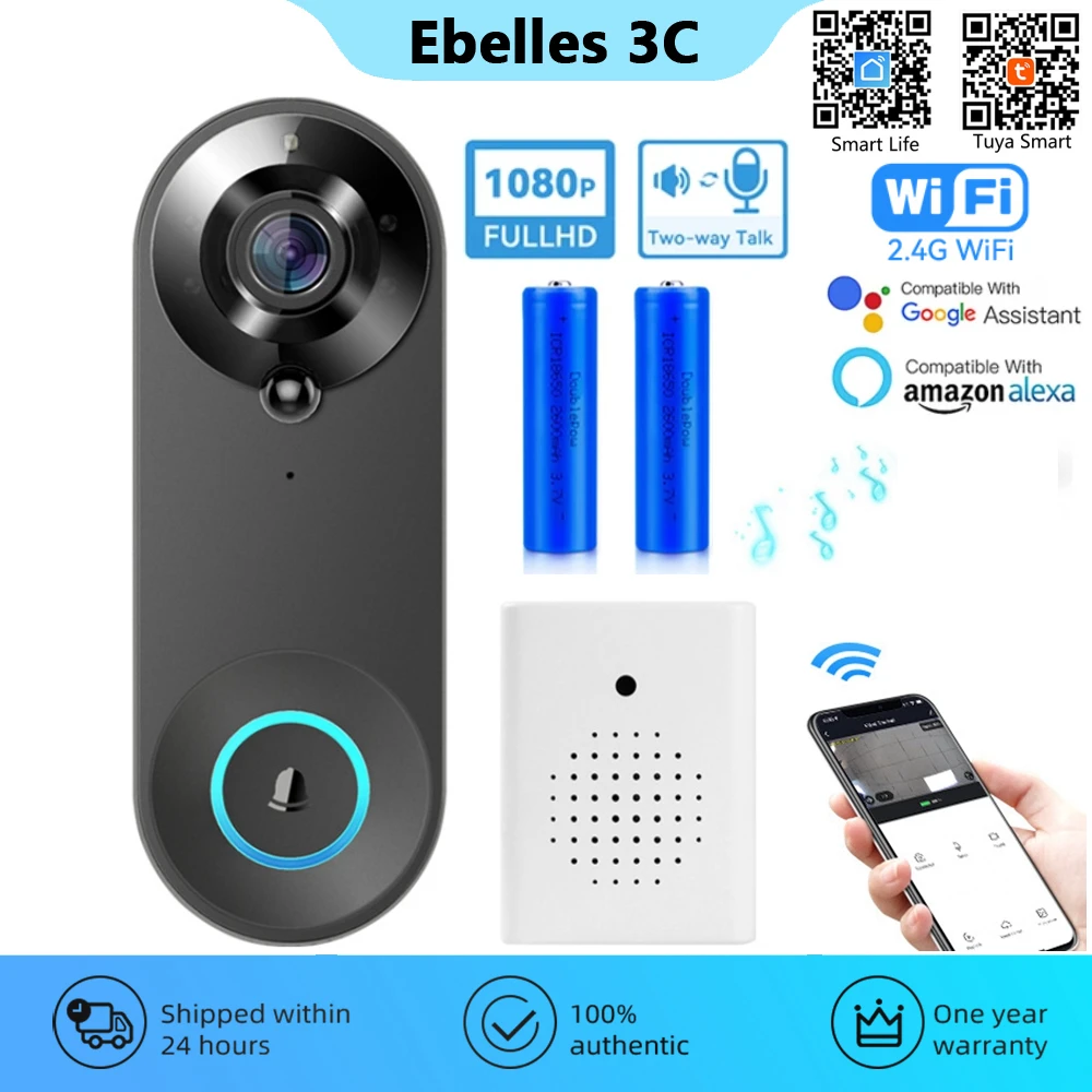 

Tuya Smart Video Doorbell Camera Outdoor Wireless Door Bell Intercom Smart Life Apartment Security Protection for Alexa Google