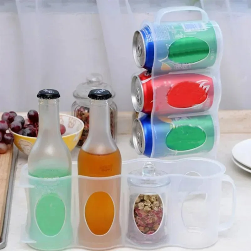 4 Holes Beer Can Organizer Fridge Soda Drink Bottle Holder Kitchen Storage Box
