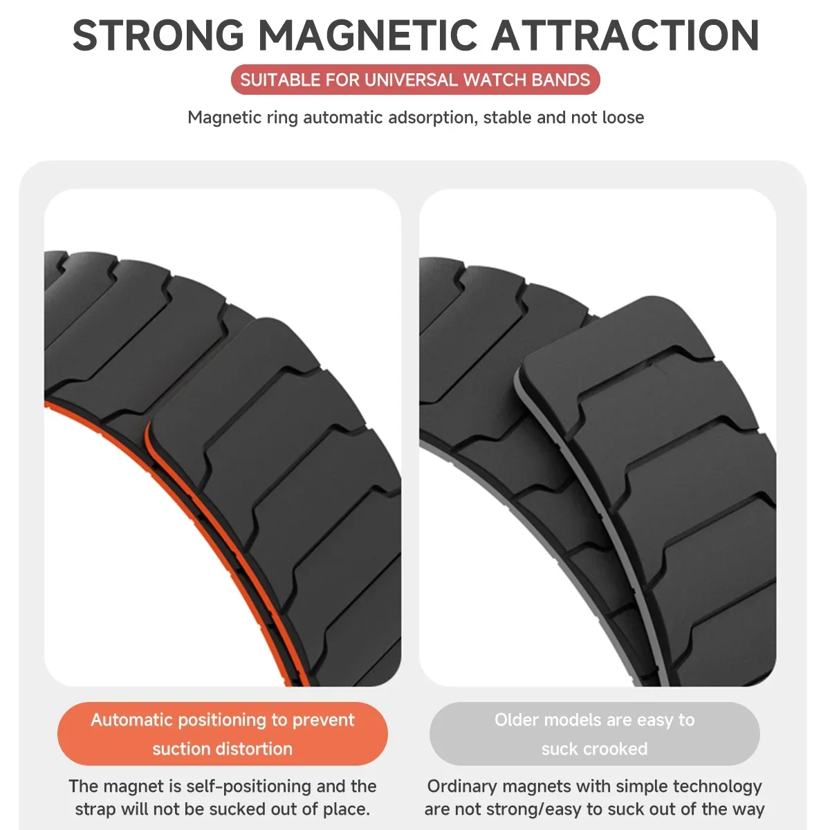 Sports Silicone Strap, Magnetic Bracelet, 20mm 22mm Band