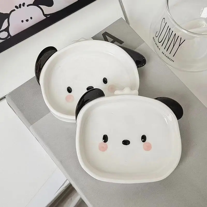 White Dog Shaped Ceramic Tray Mini Cartoon Seasoning Plate Cafe Dessert Sushi Plate Creative Desktop Decoration 3