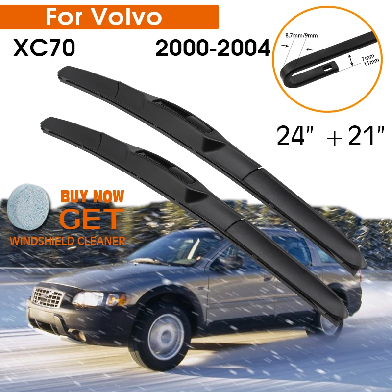

Car Wiper Blade For Volvo XC70 2000-2004 Windshield Rubber Silicon Refill Front Window Wiper 24"+21" LHD RHD Auto Accessories